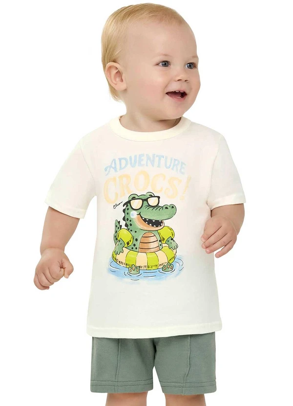 Elian - Conjunto Bebê Menino Adventure Crocodilo Bege