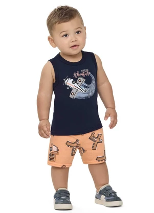 Elian - Conjunto Bebê Menino Avião Adventure Azul - ELIAN