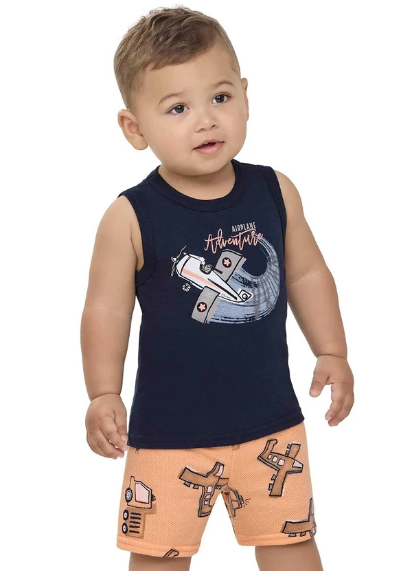 Elian - Conjunto Bebê Menino Avião Adventure Azul