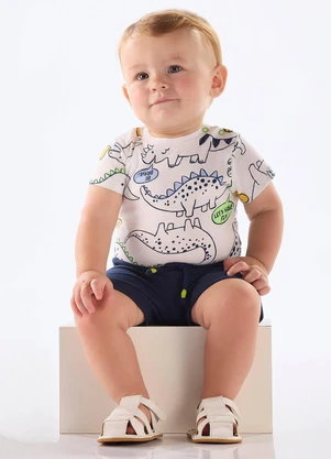 Up Baby - Conjunto Bebê Menino Body e Bermuda Branco - UP BABY