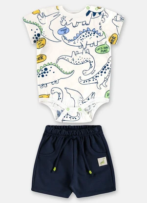 Up Baby - Conjunto Bebê Menino Body e Bermuda Branco - UP BABY