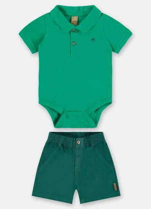 Up Baby - Conjunto Bebê Menino Body e Bermuda Verde - UP BABY