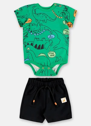Up Baby - Conjunto Bebê Menino Body e Bermuda Verde - UP BABY