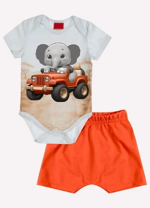 Kyly - Conjunto Bebê Menino Bordado Branco - KYLY