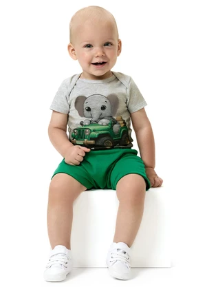 Kyly - Conjunto Bebê Menino Bordado Cinza - KYLY