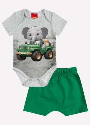 Kyly - Conjunto Bebê Menino Bordado Cinza - KYLY