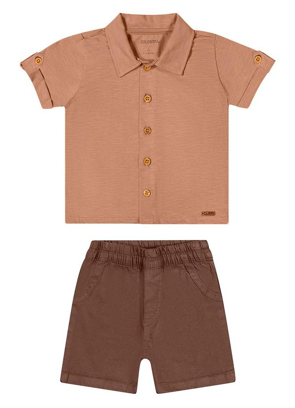 Colorittá - Conjunto Bebê Menino Camisa Colorittá Marrom