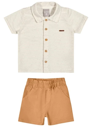 Colorittá - Conjunto Bebê Menino Camisa Texturizada Bege - COLORITTÁ