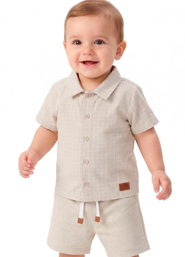 Colorittá - Conjunto Bebê Menino Camisa Xadrez Bege