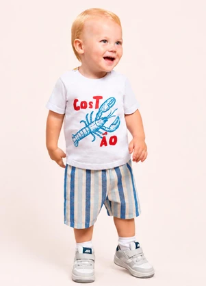Vida Costeira - Conjunto Bebê Menino Camiseta Lagosta e Bermuda Li - VIDA COSTEIRA