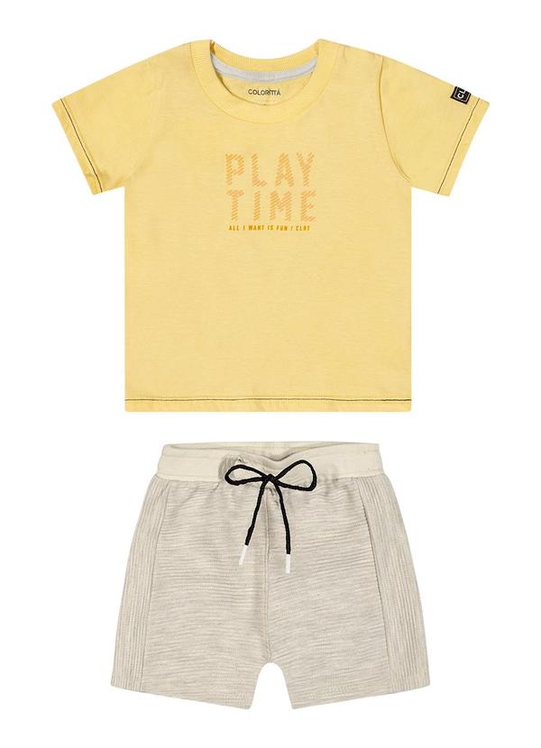 Colorittá - Conjunto Bebê Menino Canelado Colorittá Amarelo