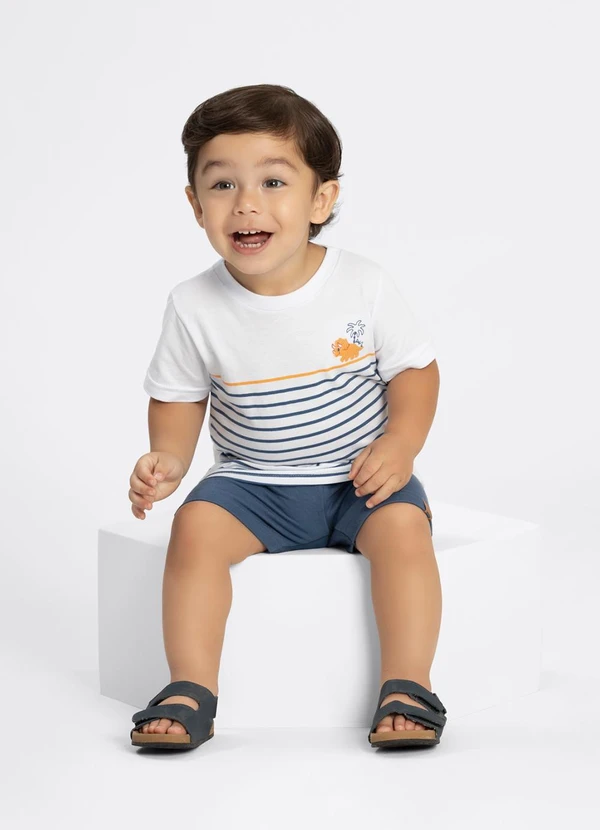 Alakazoo - Conjunto Bebê Menino com Bermuda e Camiseta Azul