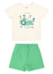 Elian - Conjunto Bebê Menino Curto Moletom Vermelho - variação: Bege