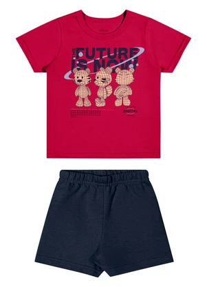 Elian - Conjunto Bebê Menino Curto Moletom Vermelho - ELIAN