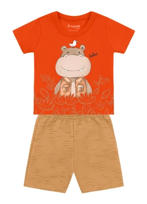 Brandili - Conjunto Bebê Menino de Hipopótamo Laranja - BRANDILI