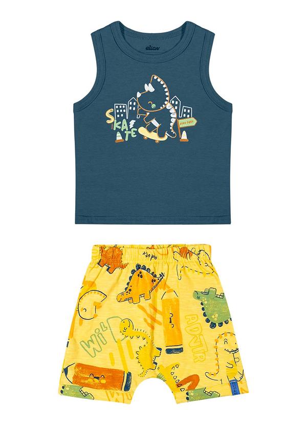 Elian - Conjunto Bebê Menino Dino Skate Elian Azul