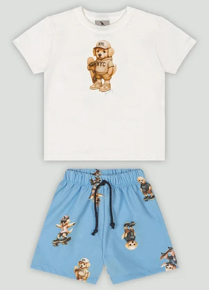 Conjunto Bebê Menino em Microfibra Quimby Branco - QUIMBY