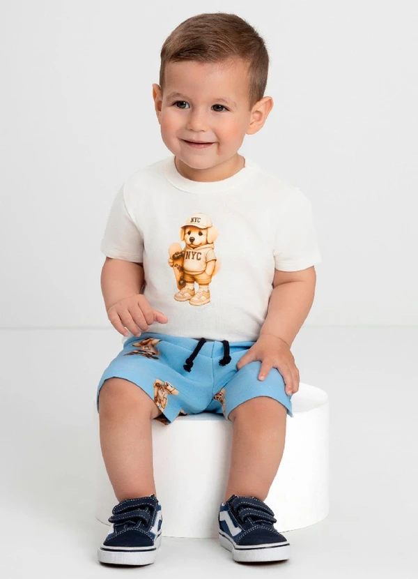 Quimby - Conjunto Bebê Menino em Microfibra Quimby Branco