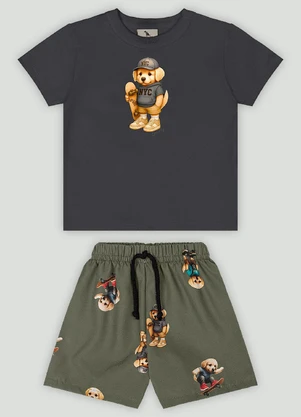 Conjunto Bebê Menino em Microfibra Quimby Cinza - QUIMBY