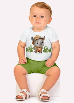 Kyly - Conjunto Bebê Menino Estampa Branco - KYLY