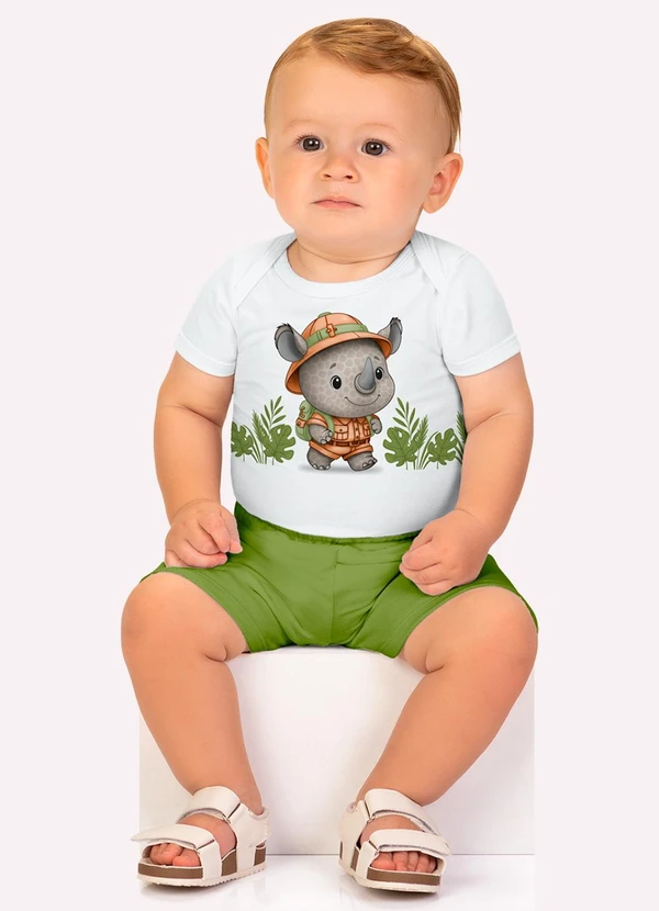 Kyly - Conjunto Bebê Menino Estampa Branco