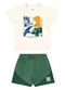 Elian - Conjunto Bebê Menino Estampa Dino Bege - variação: Bege
