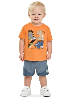 Elian - Conjunto Bebê Menino Estampa Dino Laranja - ELIAN