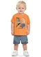 Elian - Conjunto Bebê Menino Estampa Dino Bege - variação: Laranja