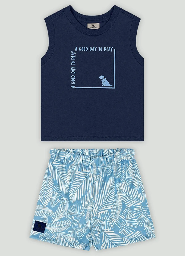 Quimby - Conjunto Bebê Menino Estampado Quimby Azul