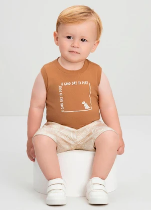 Conjunto Bebê Menino Estampado Quimby Marrom - QUIMBY