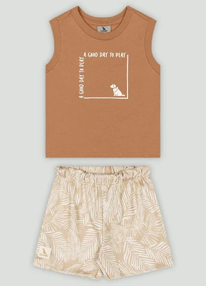 Conjunto Bebê Menino Estampado Quimby Marrom - QUIMBY