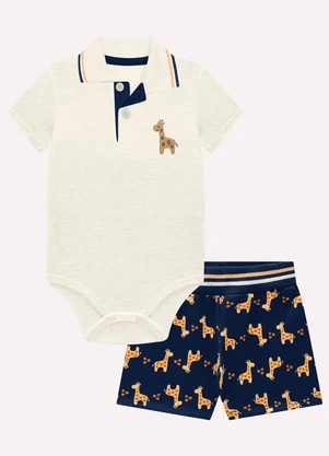 Kyly - Conjunto Bebê Menino Girafas Cinza - KYLY