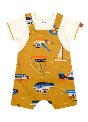 Elian - Conjunto Bebê Menino Jardineira Barcos Amarelo - ELIAN