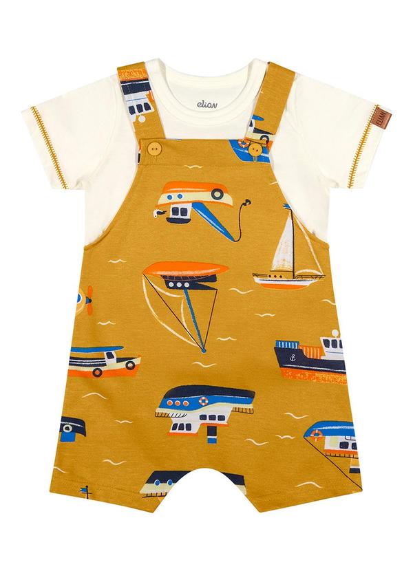 Elian - Conjunto Bebê Menino Jardineira Barcos Amarelo