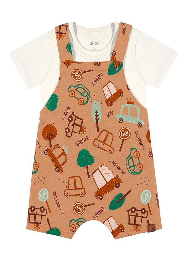 Elian - Conjunto Bebê Menino Jardineira Elian Bege 2