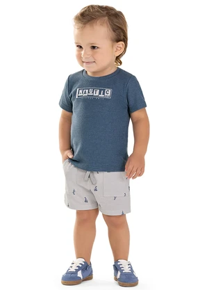 Colorittá - Conjunto Bebê Menino Náutico Malha Tricô Azul - COLORITTÁ