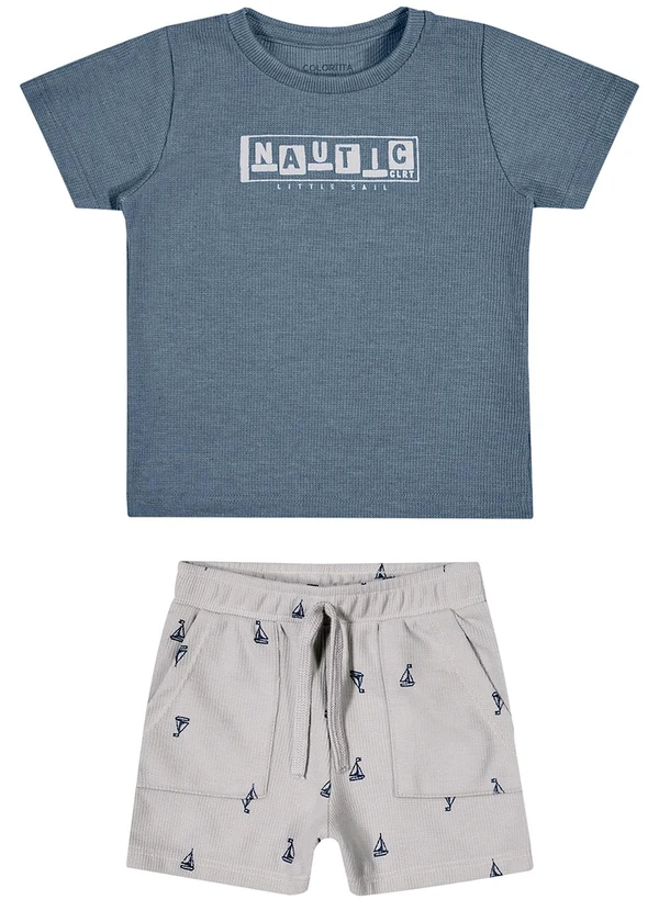 Colorittá - Conjunto Bebê Menino Náutico Malha Tricô Azul 2