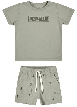 Colorittá - Conjunto Bebê Menino Náutico Malha Tricô Verde - COLORITTÁ