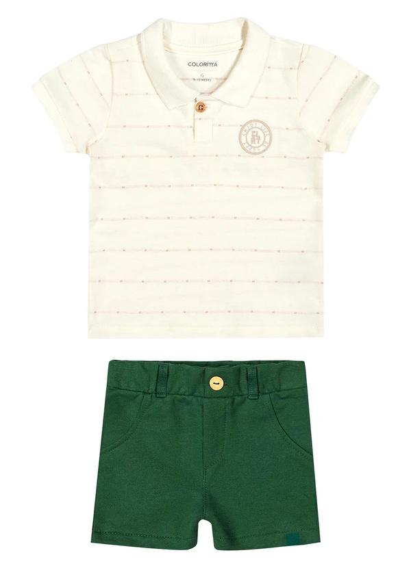 Colorittá - Conjunto Bebê Menino Polo com Bordado Bege 2