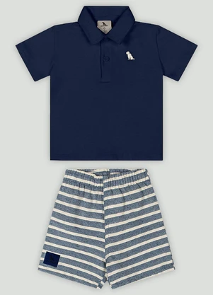 Conjunto Bebê Menino Polo e Bermuda Quimby Azul - QUIMBY