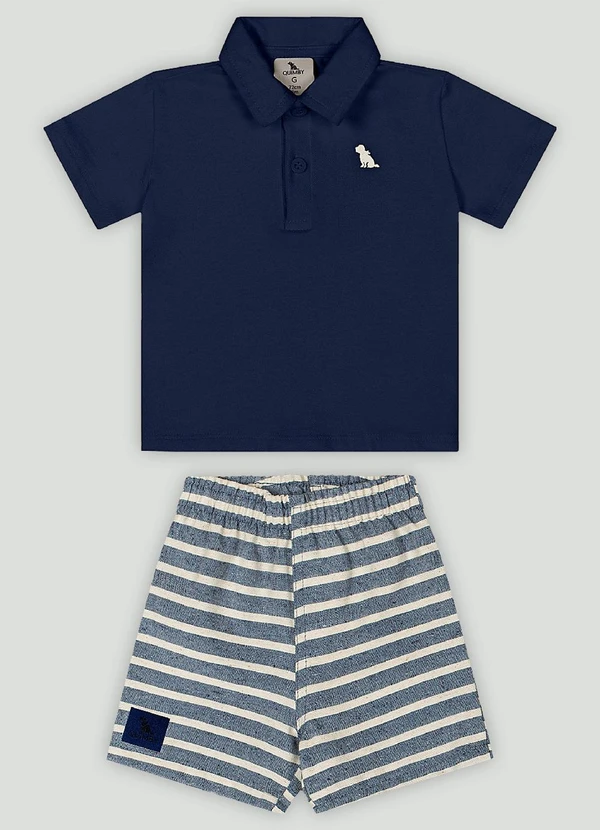 Quimby - Conjunto Bebê Menino Polo e Bermuda Quimby Azul