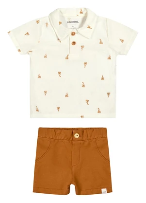 Colorittá - Conjunto Bebê Menino Polo Náutico Bege - COLORITTÁ