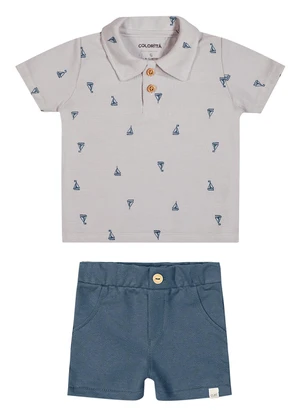 Colorittá - Conjunto Bebê Menino Polo Náutico Cinza - COLORITTÁ