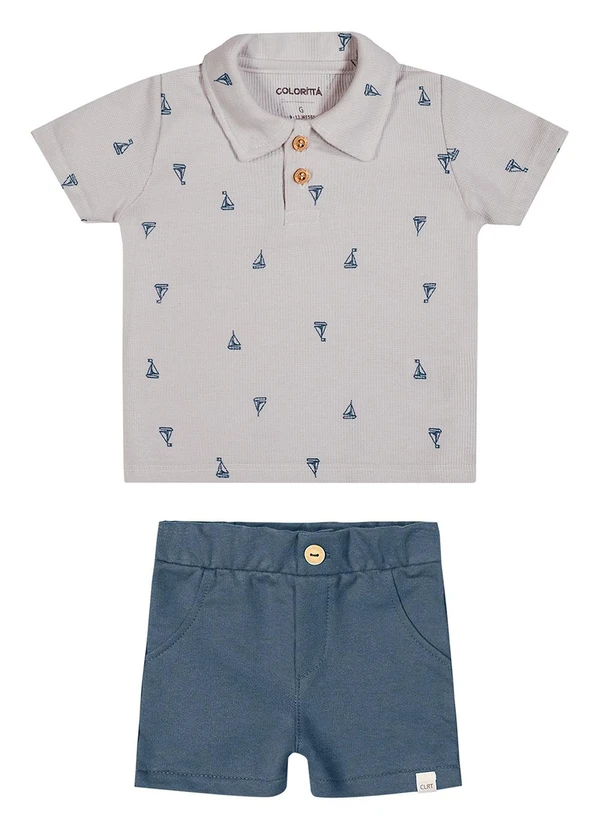 Colorittá - Conjunto Bebê Menino Polo Náutico Cinza 2