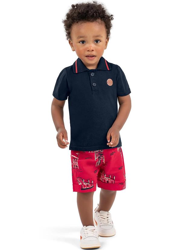 Elian - Conjunto Bebê Menino Polo Praia Elian Azul