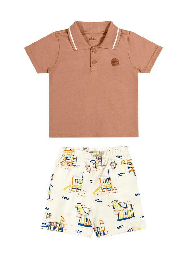 Elian - Conjunto Bebê Menino Polo Praia Elian Laranja