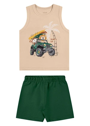 Elian - Conjunto Bebê Menino Regata Estampada Verde - ELIAN