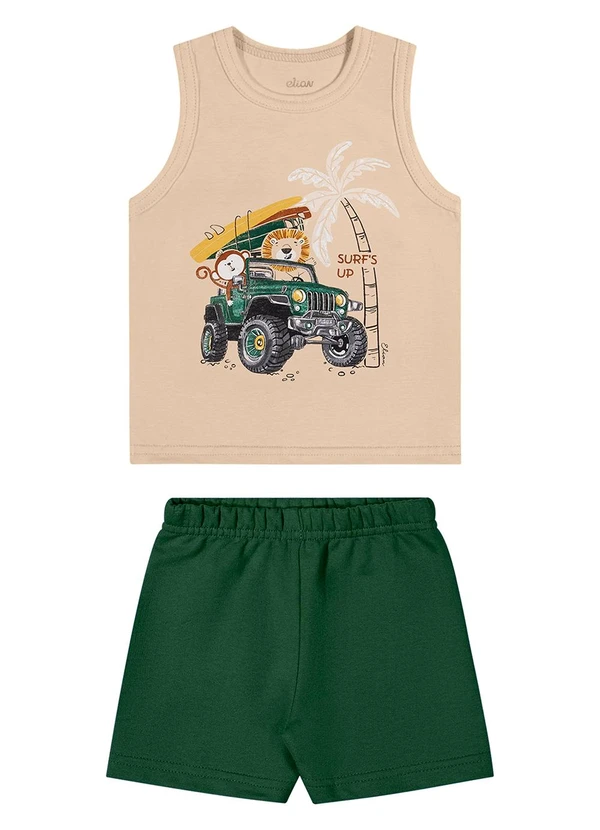 Elian - Conjunto Bebê Menino Regata Estampada Verde 2