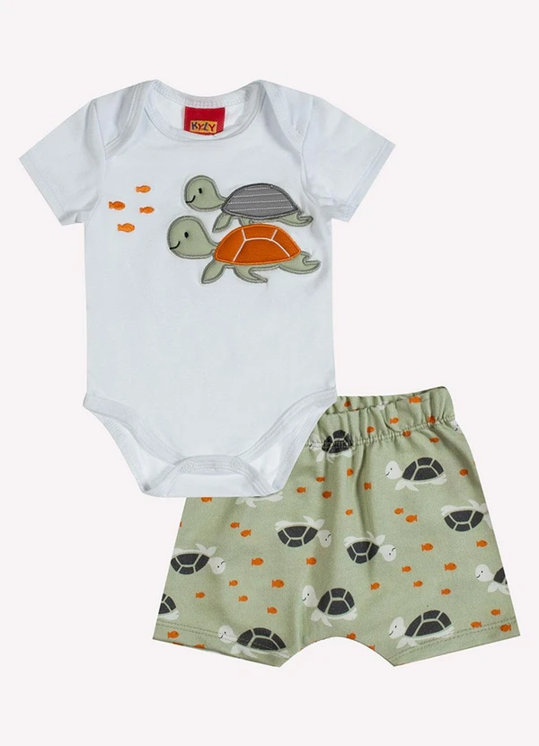 Kyly - Conjunto Bebê Menino Tartaruga Branco