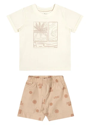Elian - Conjunto Bebê Menino Tropical Leve Bege - ELIAN